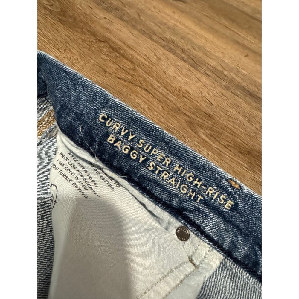 American Eagle Women’s Curvy Super High Rise Baggy Straight Jeans Size 18 - Picture 4 of 10